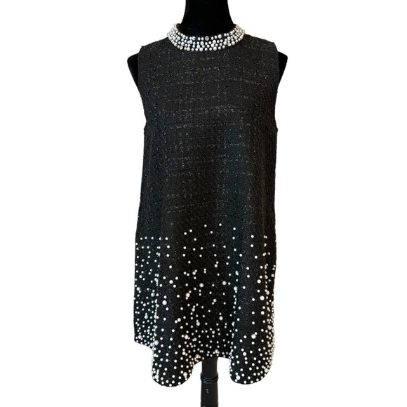 Tweed Pearl Embellished Shift Dress Small - Picture 12 of 13
